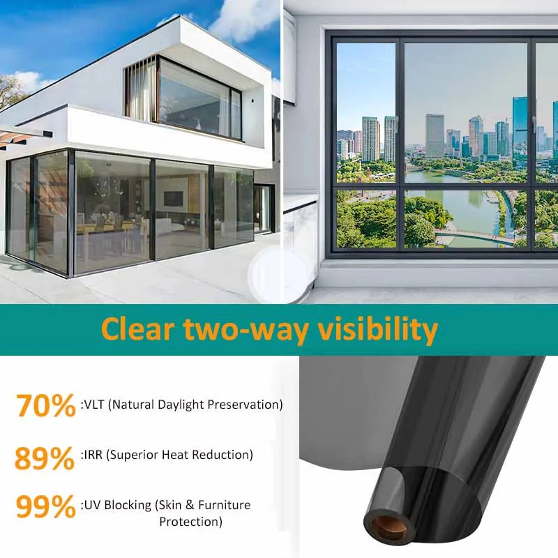 Privacy Double-Sided Transparent Film Sunshade Glass Sticker Sunscreen and Waterproof Window Decoration Film Bedroom Qme A 50cmx3m
