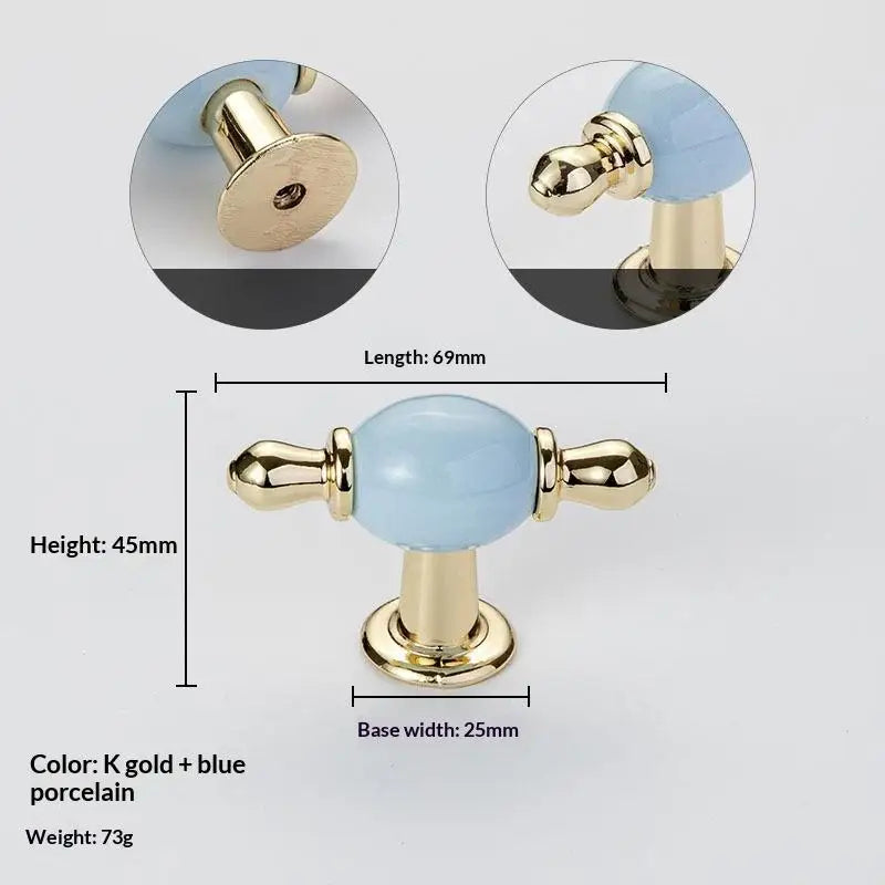Modern Colored Ceramic Furniture Handle Golden Wardrobe Cabinet