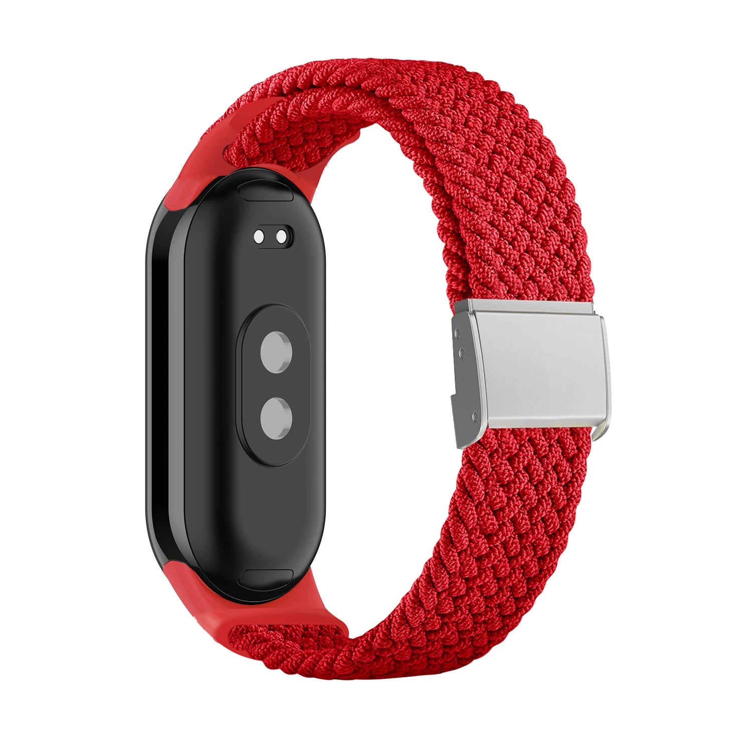 Adjustable Braided Nylon Elastic Wristband for Xiaomi Mi Band 8 Fitness Tracker Stainless Steel Buckle Replacement Strap Qme Red for Mi Band 8
