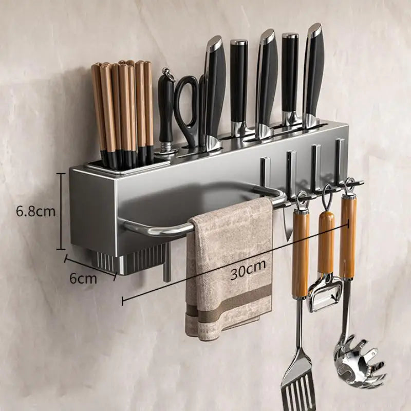 Wall Mounted Kitchen Knife Storage Rack Pot Lid Holder Cutting Board Qme Gray 30cm