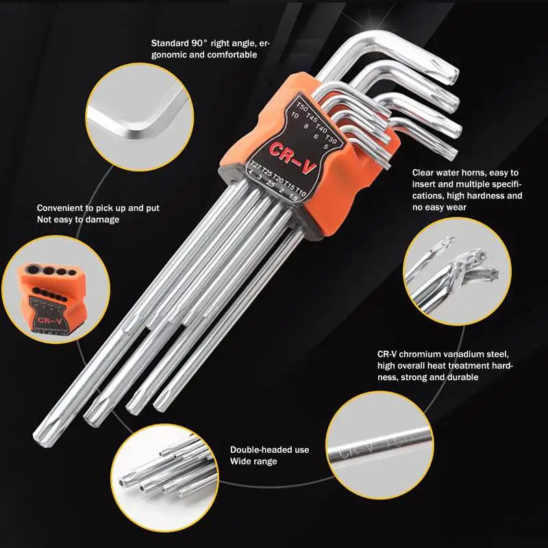 Hand Repair Tools L-type Torx Star Wrench Hexagon Spanner Ideal Home Qme