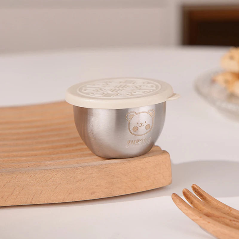 Barbecue Dipping Cup Stainless Steel Sauce Portable Seasoning Dish Qme Beige