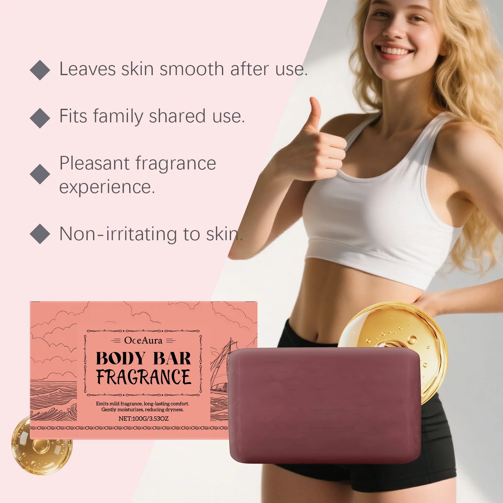 Sandalwood Scented Body Bar Moisturizing Gentle Cleansing Soap for Bath Shower Long-Lasting Fragrance Handmade Natural Skin Care Qme