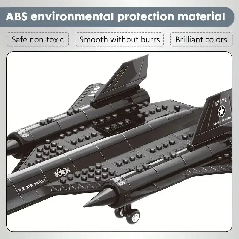 Military Technical USA SR71 Blackbird Stealth Supersonic Reconnaissance Aircraft Building Blocks Fighter Model Brick Kid Boy Toy Qme