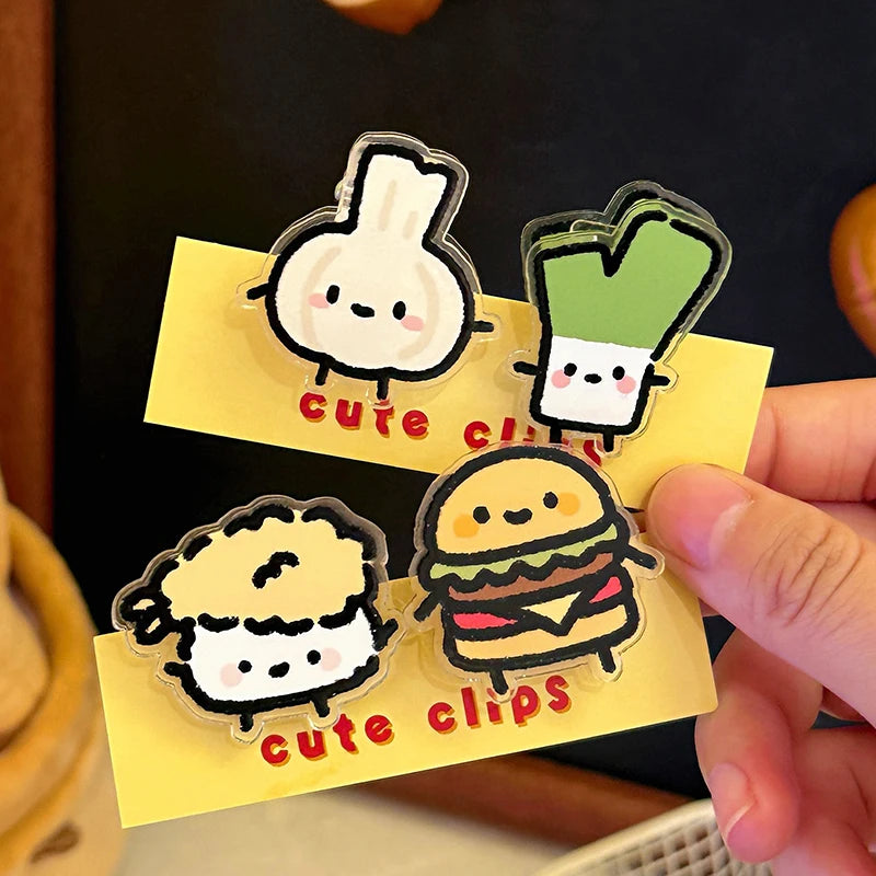 1pair Cute INS Animated Fruit Cartoon Sealing Clip Note Pp Decoration Qme