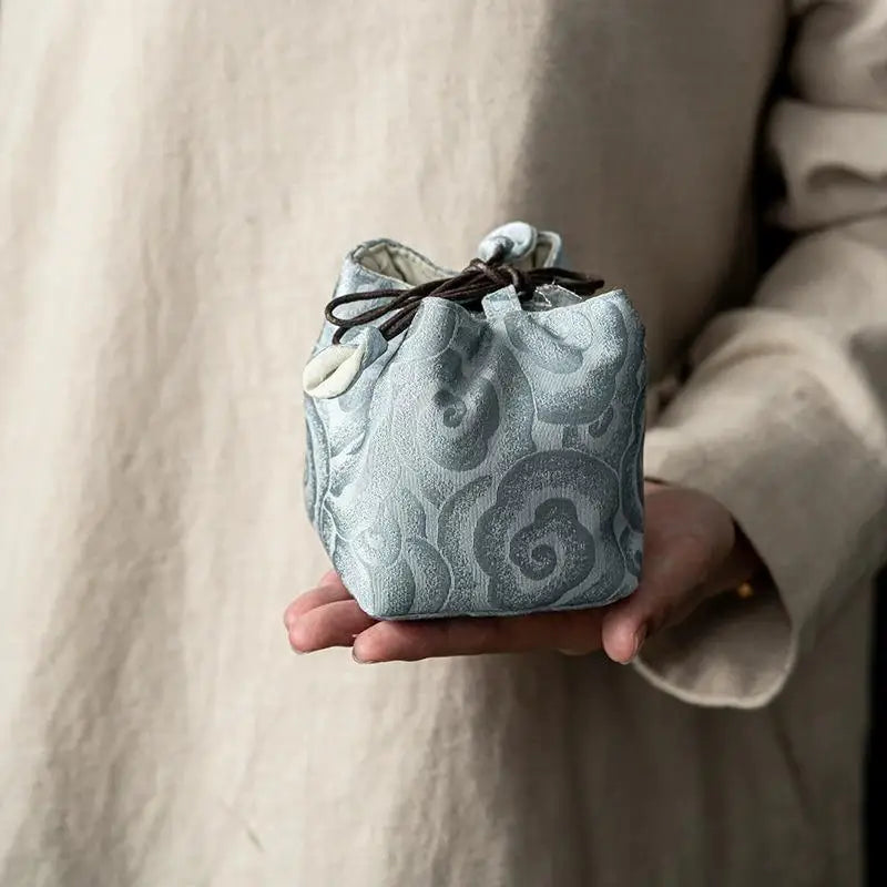 Chinese Style Tea Set Storage Bag Thickened Multi-functional Teapot Cloth Pouch Vintage Embroidered Candy Storage Bag Qme