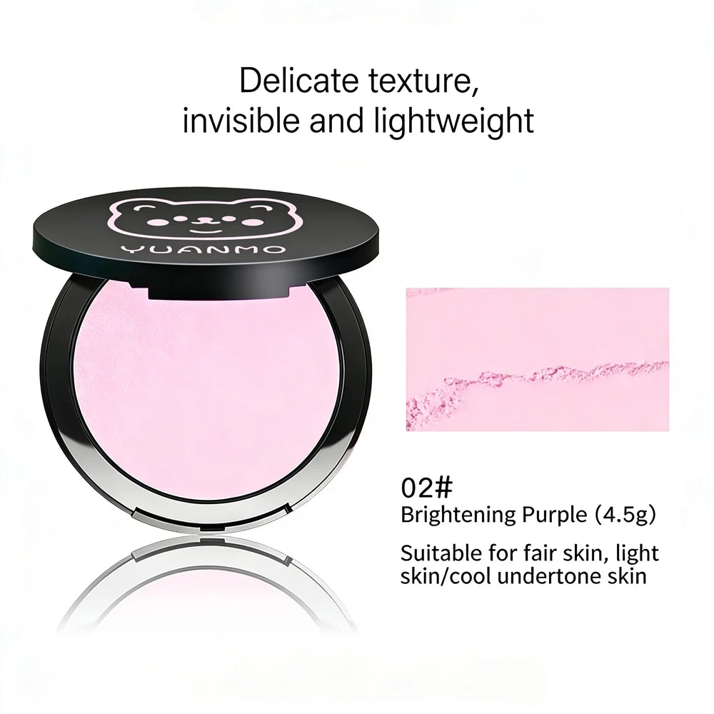 Transparent White Pressed Powder Oil Control Brighten Matte Whitening Face Base Foundation Compact Concealer Makeup Cosmetics Qme 02 Brighten purple 4.5g