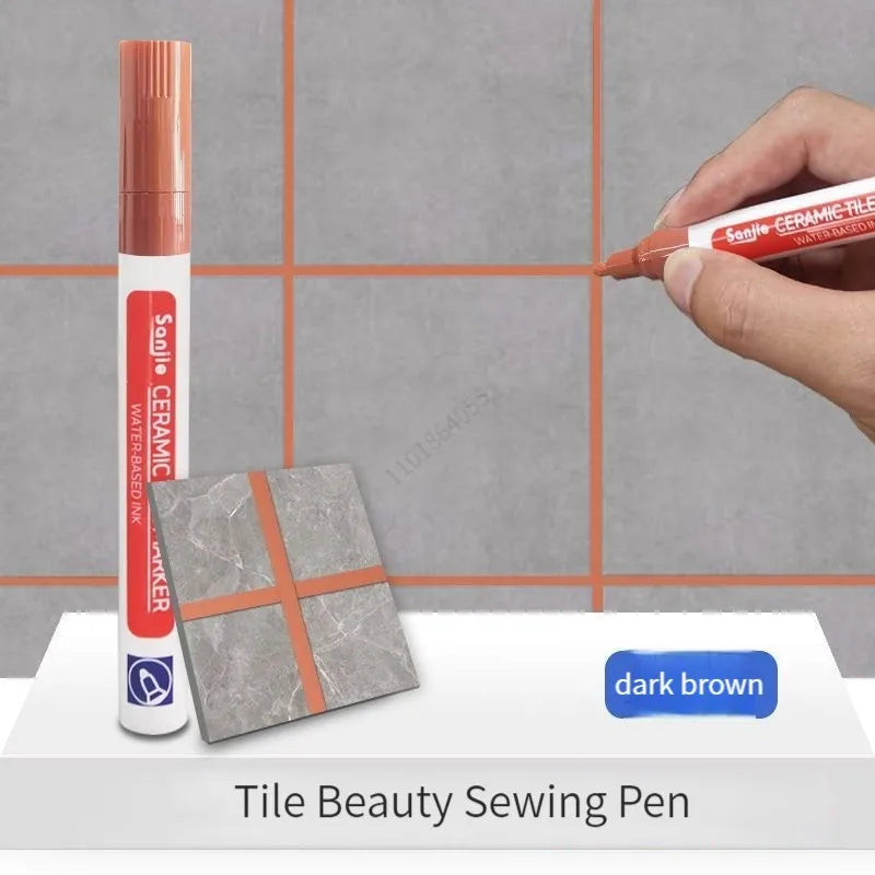 12 Color Waterproof White Grout Tile Lines Marker Pens Gaps Repair Bathroom Porcelain Filling Grout Paint and Sealer Pen Qme dark brown
