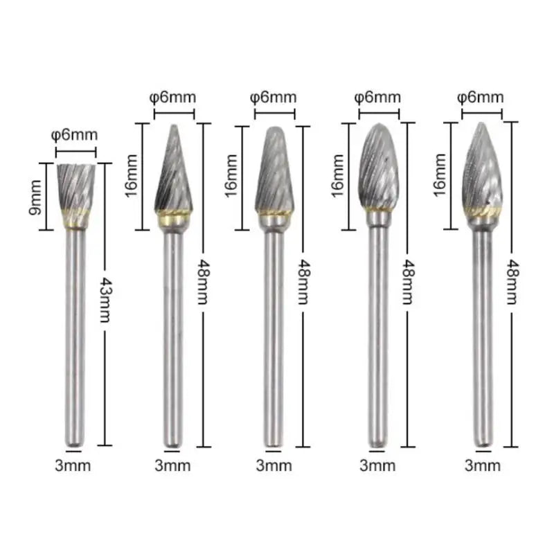6 Speed Wood Working Drill Bits Rotary Files Mini Round HSS Burr Qme