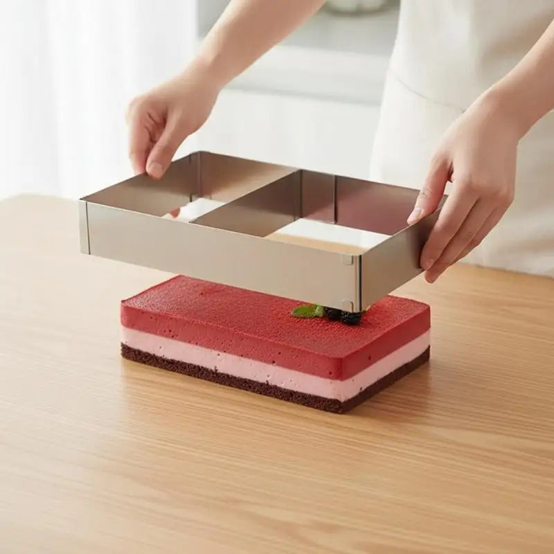 Rectangular Cake Mold Ring Adjustable Stainless Steel Square Mousse Qme