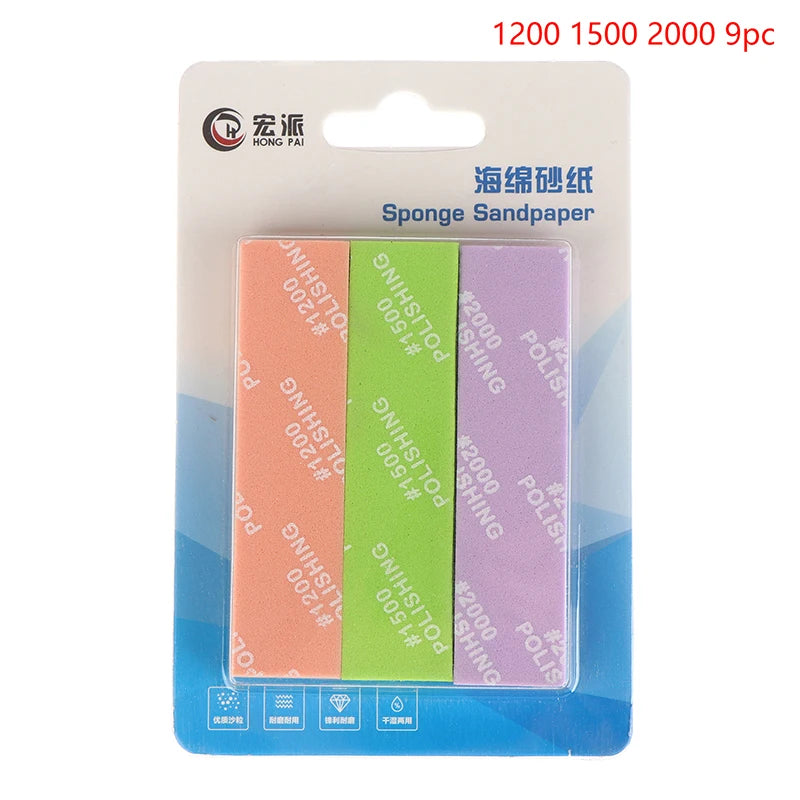 9Pcs MS-E400-2000 Semi-rigid Sanding Sticks For Model Making Tools Plastic Model Polishing Rod Hobby DIY Craft Qme 1200 1500 2000 9pc