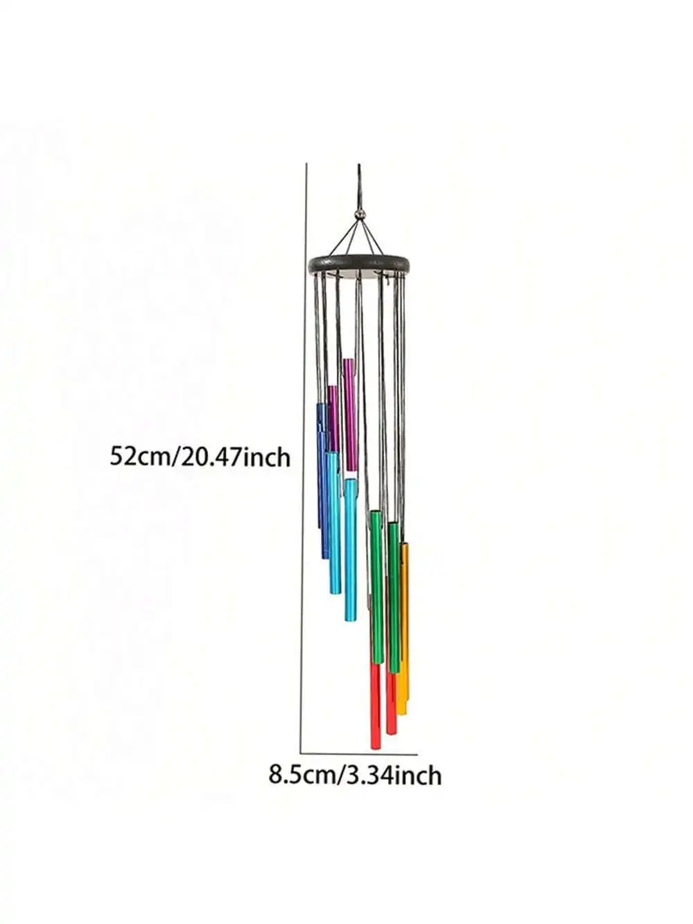 Decor Hanging Metal Wind Chime 12 Silver Aluminum Tube Wooden Music Qme