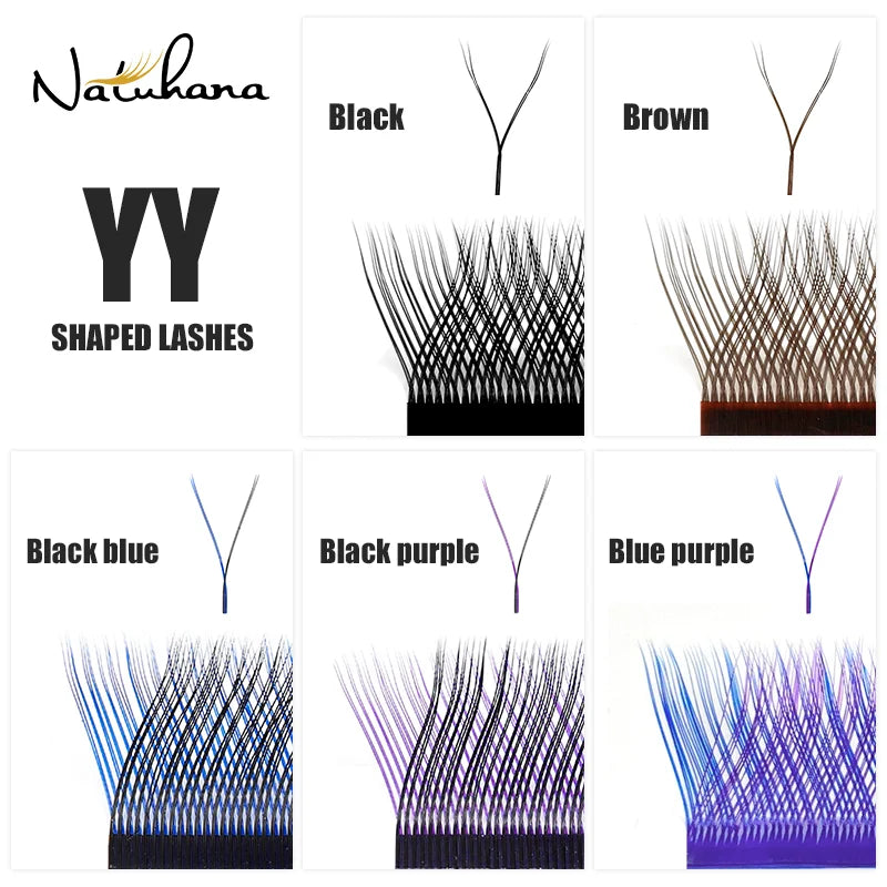 NATUHANA YY Shape Ombre Eyelashes Extension Two Tip Lashes C D Curl Qme