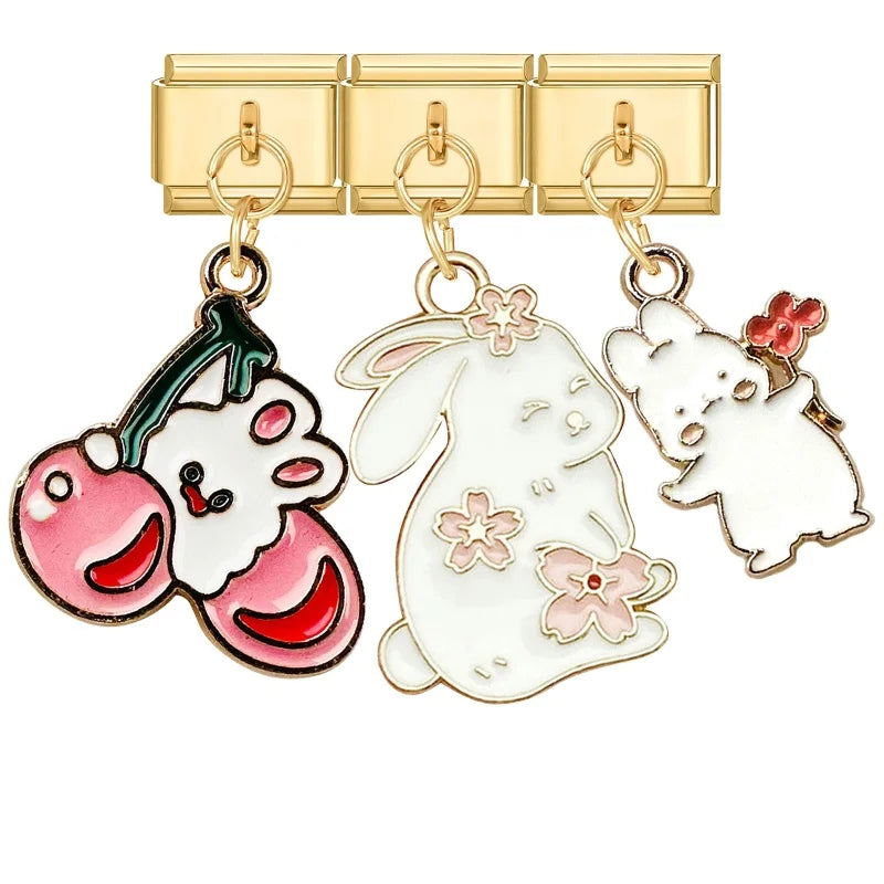Fashion Pendant Series Lovely Dogs Cats Italian Charm Link Stainless