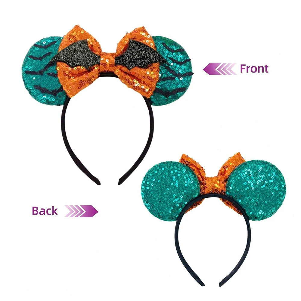 New skull Mickey Halloween Ghost Bat Skeleton Headband for Girls Women Cosplay Hairbands Mouse Ears Headbands Hair Accessorie Qme