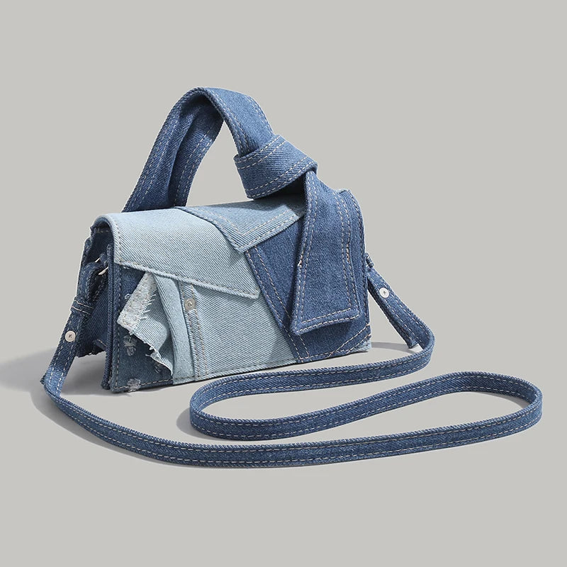 Boho Chic Denim Mini Square Bag Women Minimalist Everyday Carry Qme