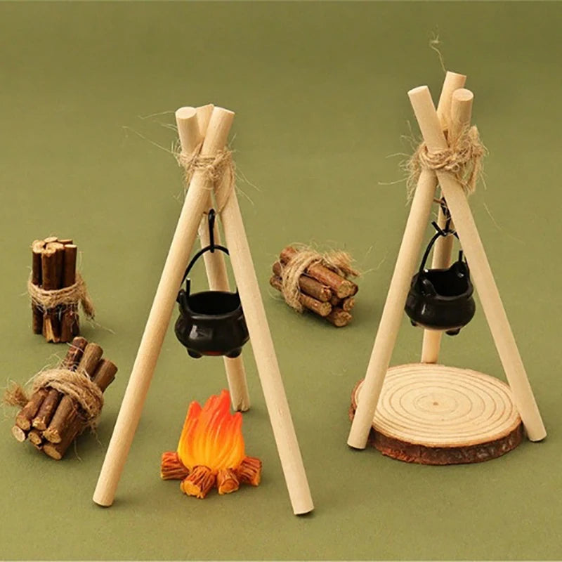 Micro Garden Landscape Ornament 1 12 DIY Miniature Dollhouse Campfire Qme