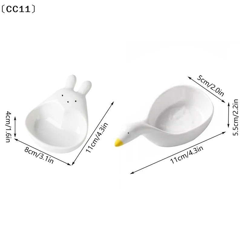 Cute Plastic Goose Rabbit Shaped Dishes Mini Cream Bowls Adorable Qme