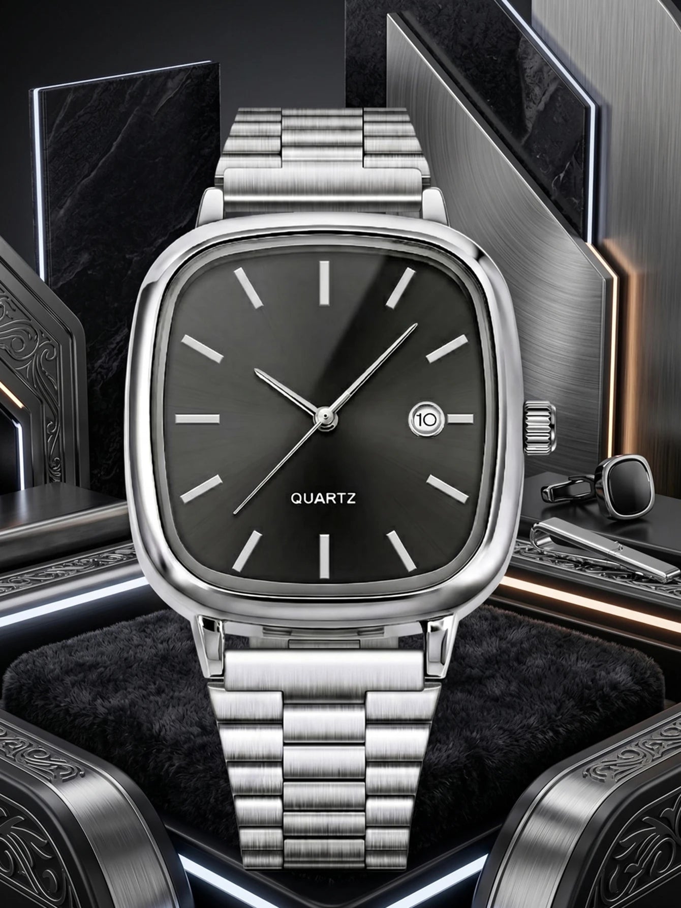 1PC Men's Male Quartz Wrist Watches Stainless Steel Minimalist Luxury Vintage Elegant Jewelry Y2K Party Dress Vacation Holiday F Qme