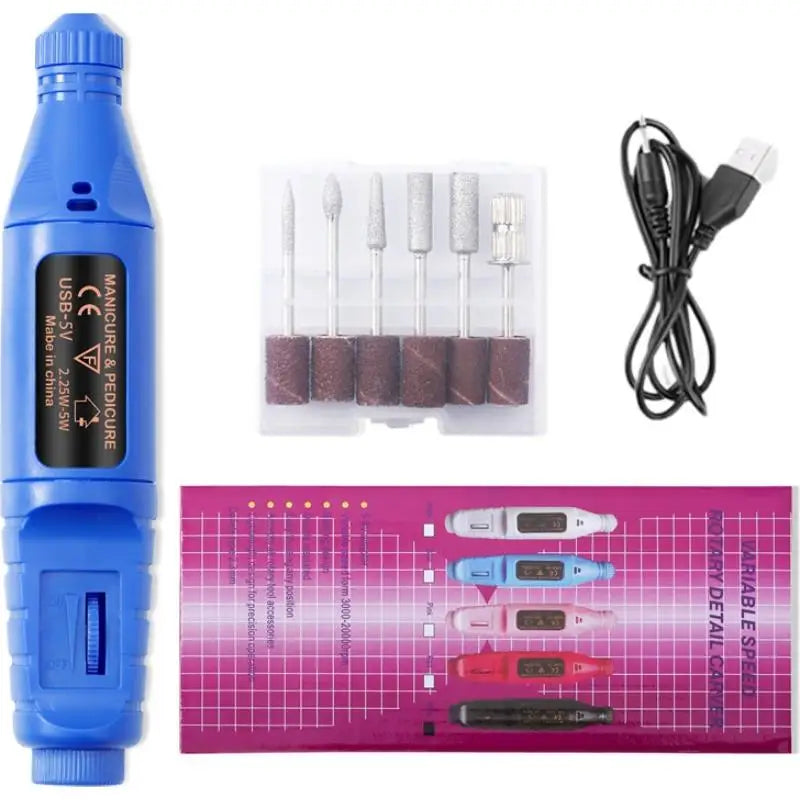 Nail Drill Electric File Acrylic Nails Remove Gel Rechargeable Qme C