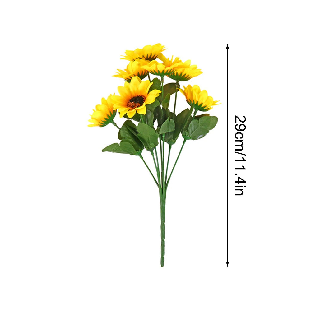 Sunflower 7-Head Artificial Sunflower Bouquet, Bouquet, Wedding Home Decoration And Artificial Flowers Qme