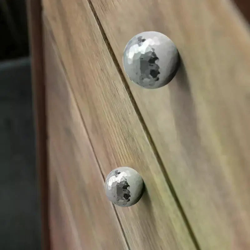 Brass Silver Ball Furniture Pull Handles Hand-forged Hammer Cabinet Handles Door Drawer Knob Kitchen Wardrobe Cupboard Pulls Qme