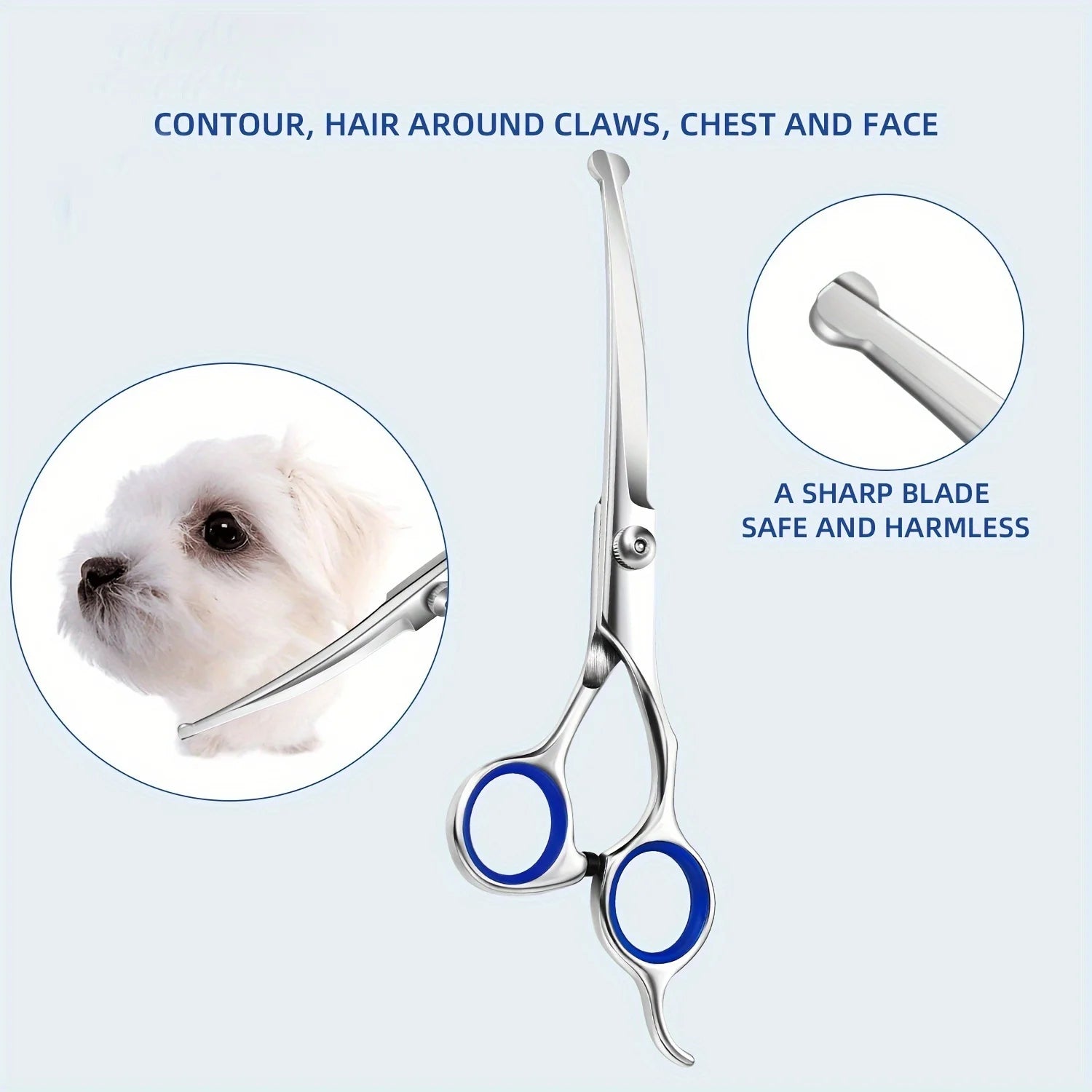 4pcs Professional Dog Grooming Scissors Round Tip Down-Curved Thinning and Cutting Shears for Precise Trimming and Shaping Qme