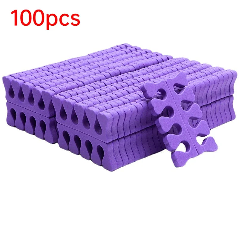 100 Nail Art Toe Separators Fingers Foots Sponge Soft UV Gel Polish Qme 100PCS puple