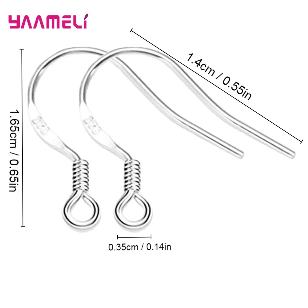 200PCS France Hook Earring 925 Sterling Silver DIY Jewelry Making Components Earwires Findings with Rubber Ear Plug Back Stopper Qme