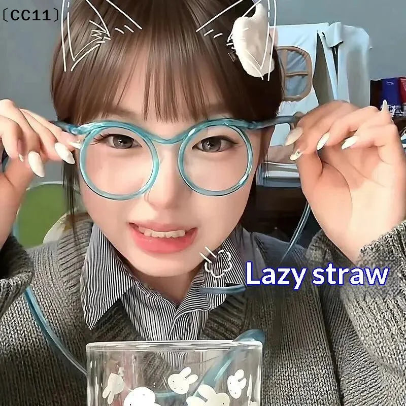 Funny Straw Glasses Flexible Drinking Tube Novelty Entertainment Qme