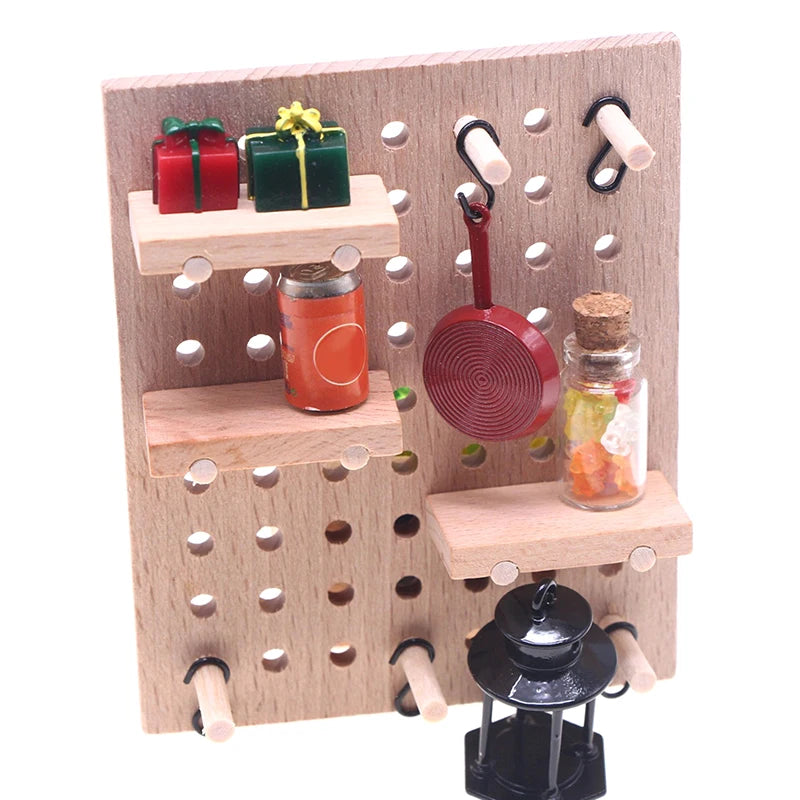 1 12 Dollhouse Miniature Wall Storage Rack Perforated Board Furniture Qme
