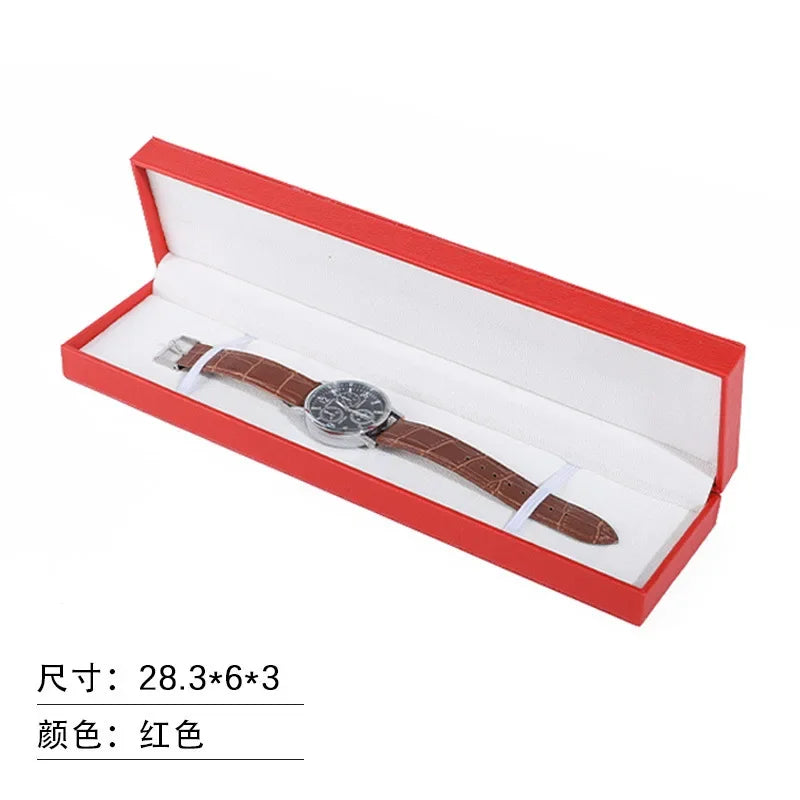 Premium PU Leather Single Watch Gift Box with Pillow Wristwatch Display Case Organizer for Men Women Qme