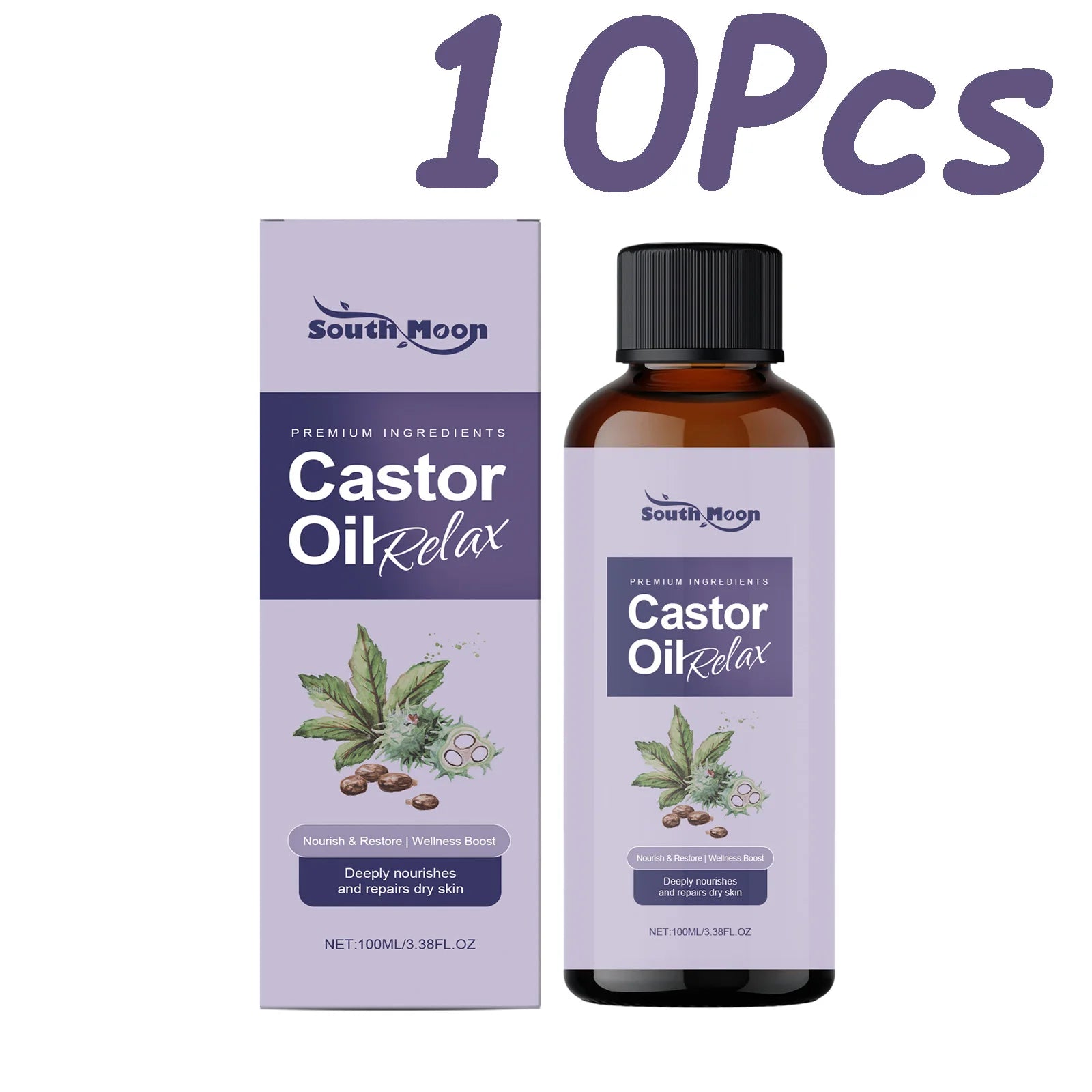 Castor Body Oil Deep Nourishing Firming Soften Smoothing Skin Relaxing Sleep Aromatherapy Essential Oil Body Massage Oil Qme 10Pcs 100ml