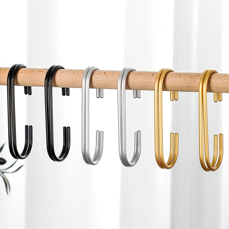Clothes Bags Hats Closet Organizer System C Shape Hooks Gold Silver Qme