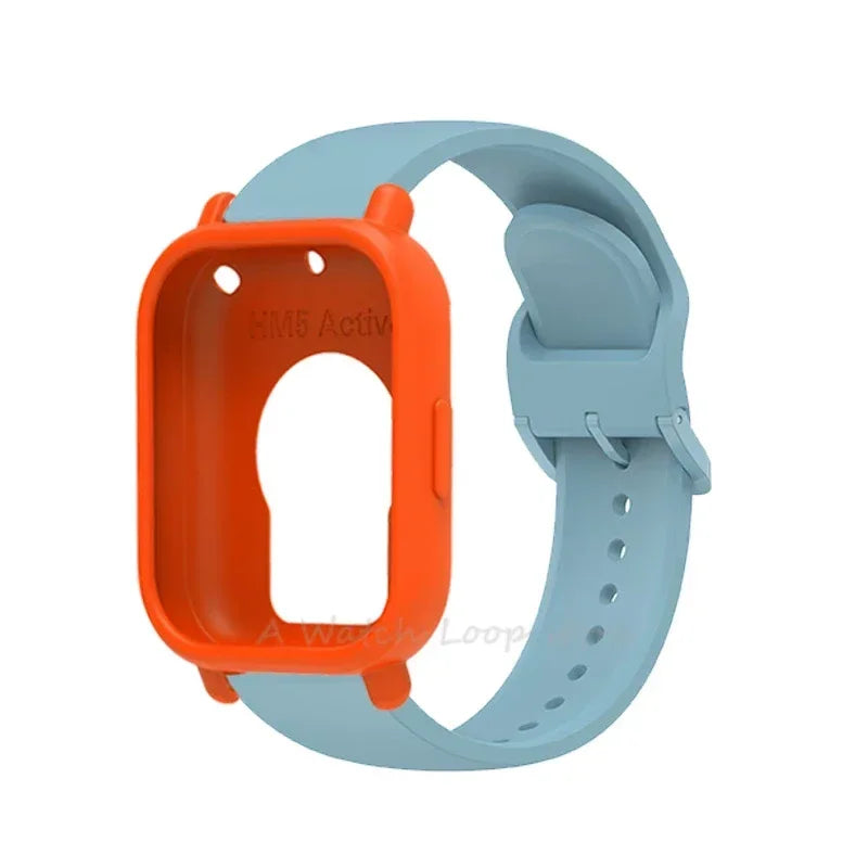 Silicone Case + Strap for Redmi Watch 5 Lite / 5 Active Repacement Bracelet Belt Smart Watchband Protective Shell Cover Qme
