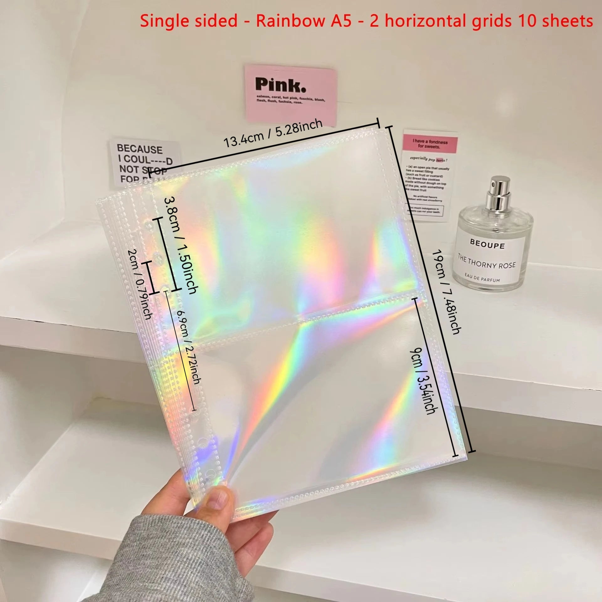 10Pcs/set Pockets Grids Photo Album A5 Inner Page Photocard Binder Photo Sleeve 6 Ring Refill Inner Page Photocard Kpop Qme Rainbow A5-2 grid