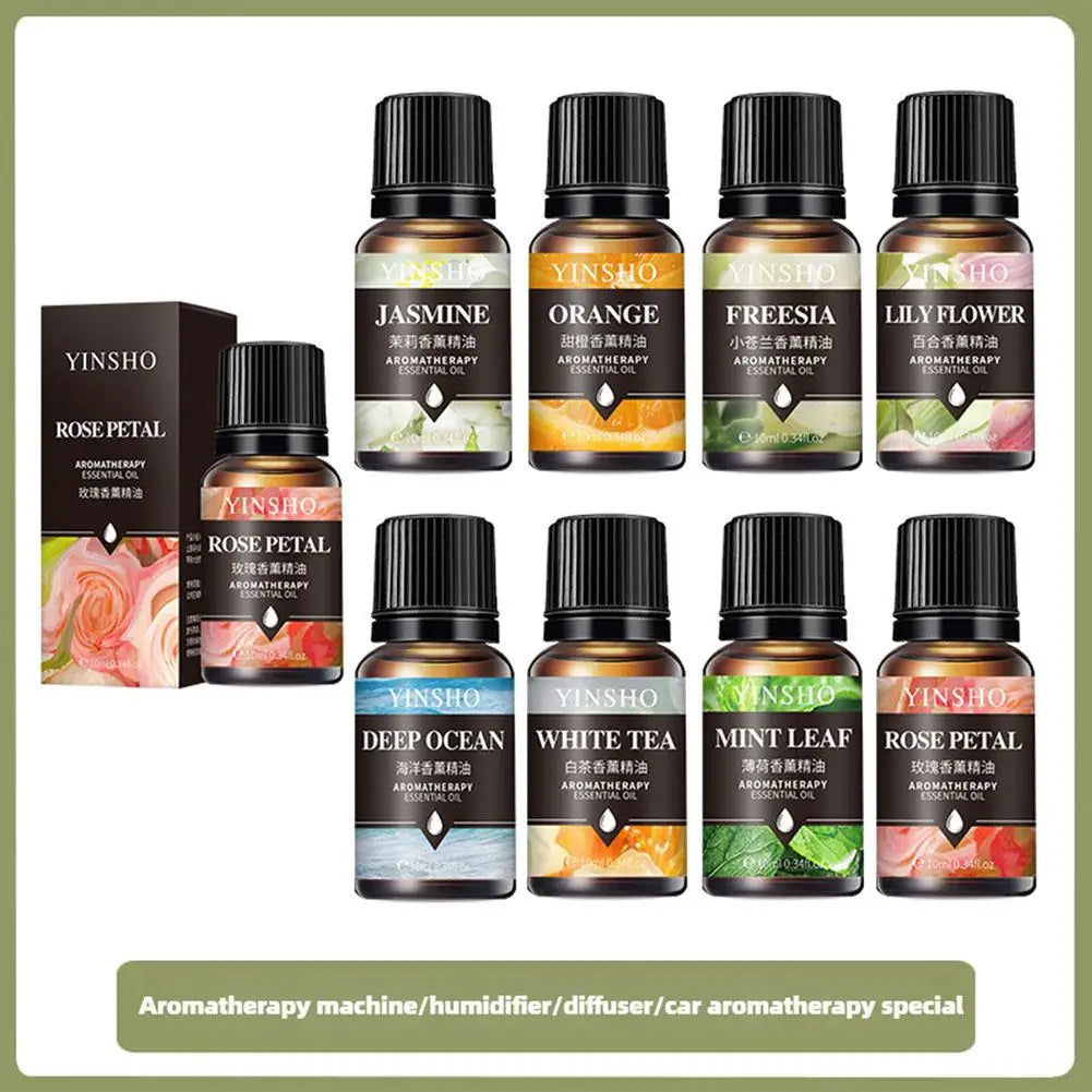16 Flavors 10ml Essential Oils For Aroma Diffuser AirHumidifier Home Water-soluble Lavender Rose Eucalyptus White Peach Oolong Qme