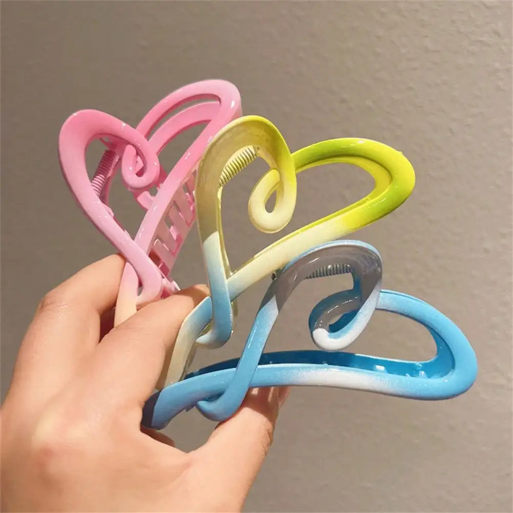 Sweet Dopamine Gradient Grip Heart Shaped Hair Clip Spring Summer Qme 1