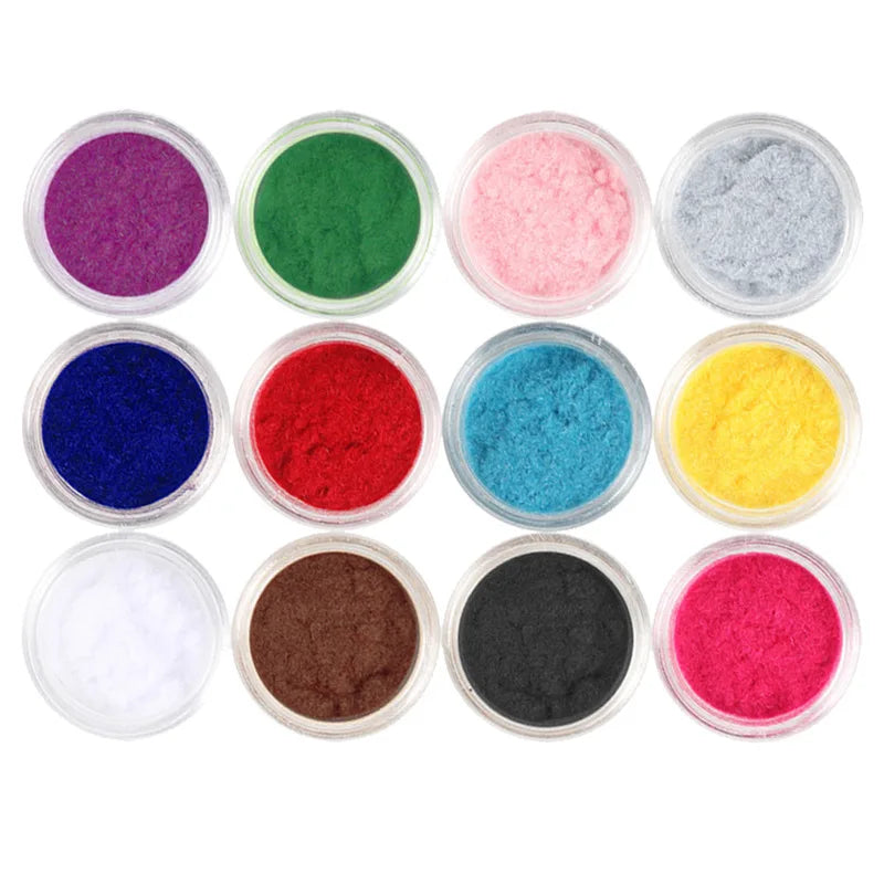 12 Nail Powder Winter Plush Glitter DIY Velvet Candy Sweater Qme 1 set