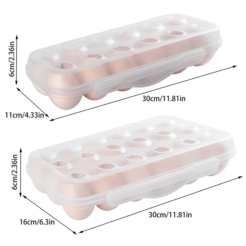 Household Fridge Egg Organizer Tray 12 18 Grid Storage Box Lid Qme