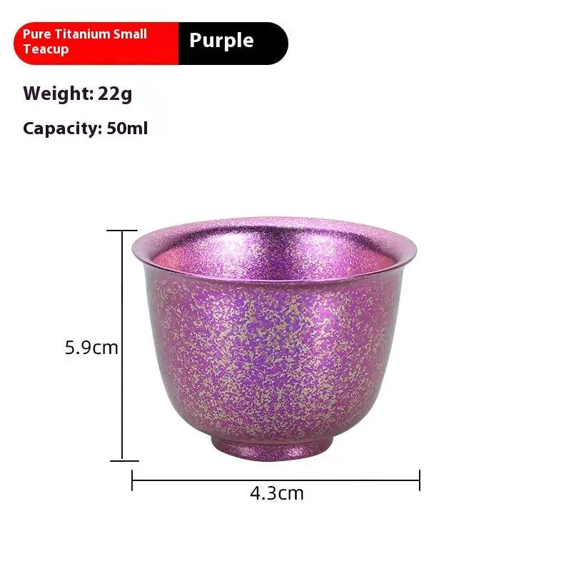 Pure Titanium Small Tea Cup Coffee Outdoor Portable Camping Tableware Qme 1 Purple