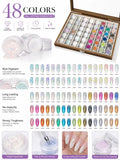 48-color Premium Aurora Ice-clear Nail Powder Includes Cards Storage Qme 1set
