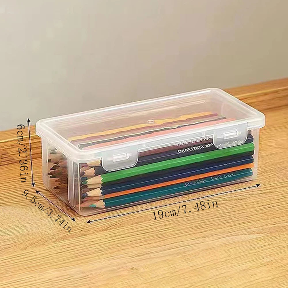 1pc Translucent PencCase Large Capacity Lightweight Convenient for School Supplies Storage Pen Box Organizer Box Qme Transparent