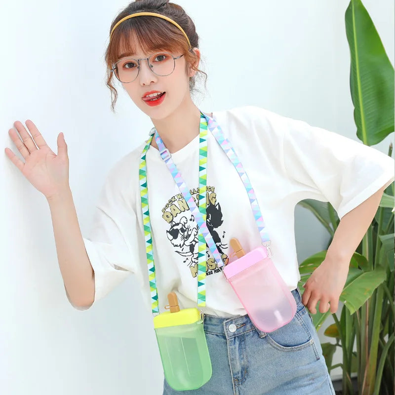 3D Popsicle Shaped Plastic Straw Cup Heat Resistant Leakproof Qme