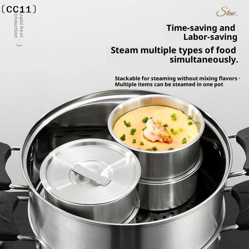 Stainless Steel Steamed Egg Bowl Ramen Rice Fruit Salad Stew Bowls Qme Default Title