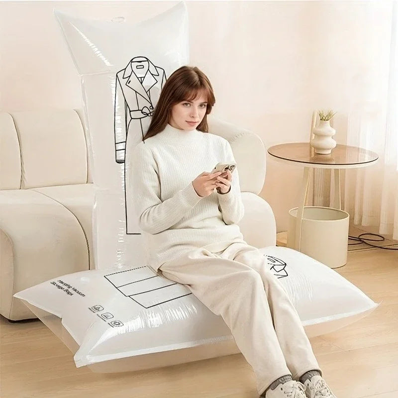 Hanging vacuum storage bag, space saving vacuum sealed bag, ultra thick and long storage bag Qme