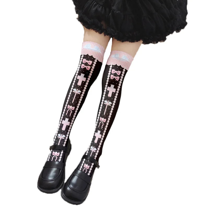 Girl Long Tube Sexy Cute Sweet Lolita Thigh Stockings Cartoon Knee