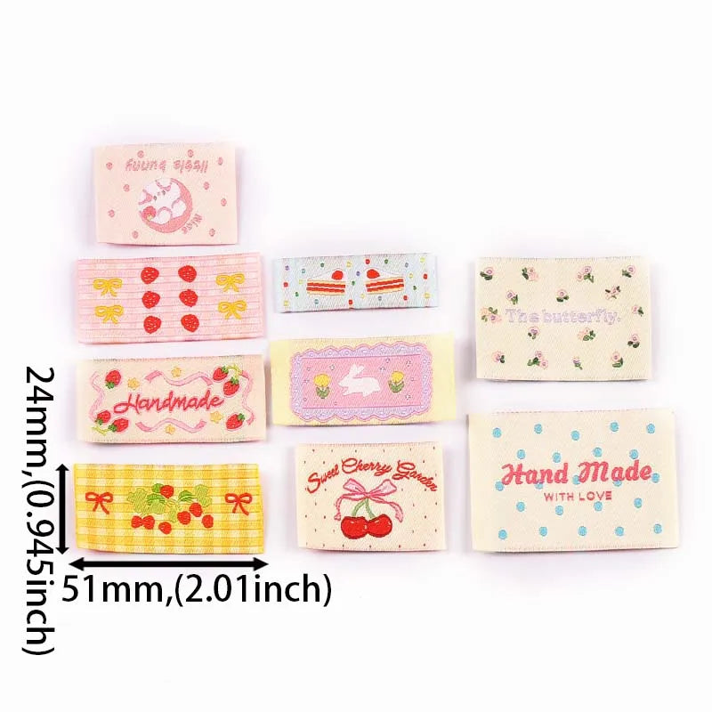 20pcs 15-56mm Mix Colorfull Cartoon Pattern Rectangle Label For DIY Clothing Decorative Personality Sewing Accessories cp3821 Qme