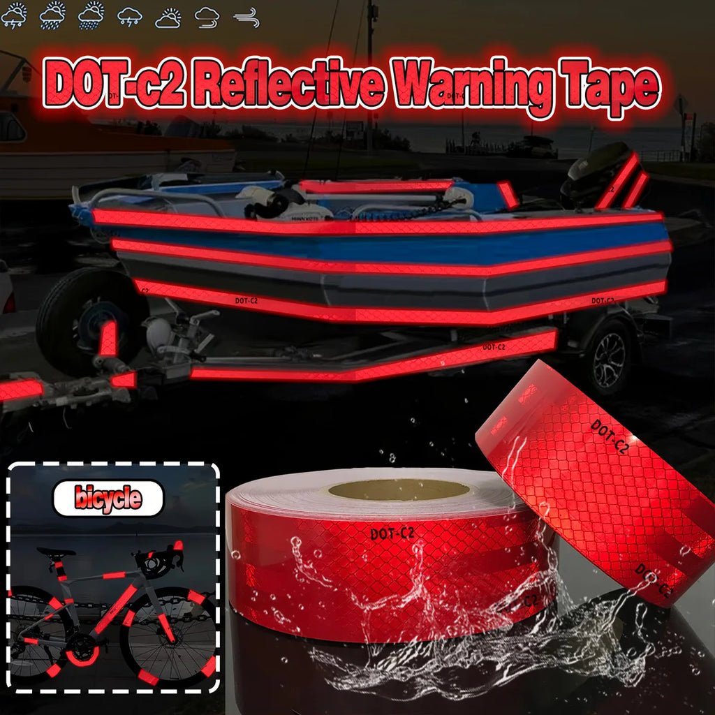 Red DOT-C2 Reflective Tape Waterproof Vehicle Safety Sticker Conspicuous Truck Strip Sheeting Sticky for Trucks Qme