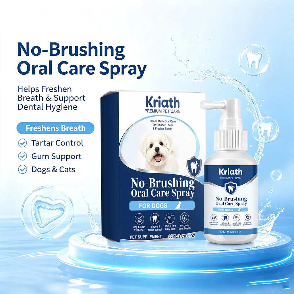 Dog Oral Care Spray Reducing Plaque & Tartar Accumulation Eliminating Bad Breath Soothing Gums Daily Pet Dental Cleaning Spray Qme